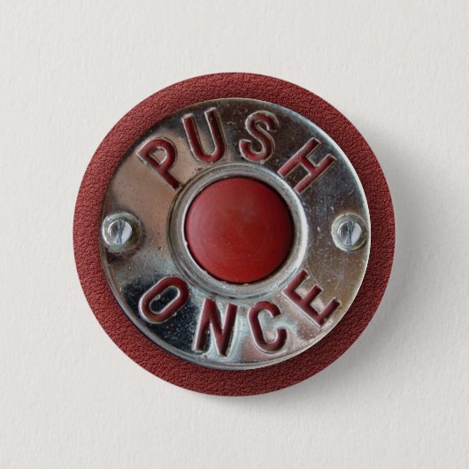 Retro London Bus "Push Once" Stopverzoek Ronde Button 5,7 Cm (Voorkant)