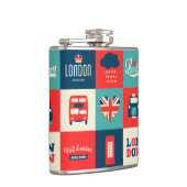 Retro London Collage Flask Heupfles (Rechts)