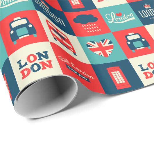 Retro London Collage Paper Cadeaupapier (Rol Hoek)