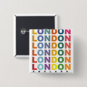 Retro London England poster Vierkante Button 5,1 Cm (Voorkant /achterkant)