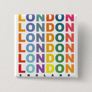 Retro London England poster Vierkante Button 5,1 Cm