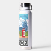 Retro London skyline Landmarks Waterfles (Achterkant)