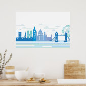 Retro London Skyline Poster (Keuken)