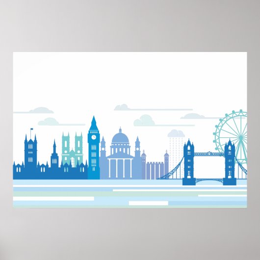 Retro London Skyline Poster (Voorkant)