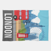 Retro London Tea Towel – Iconic Landmarks Theedoek (Horizontaal)