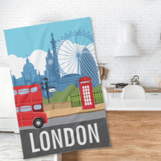 Retro London Tea Towel – Iconic Landmarks Theedoek