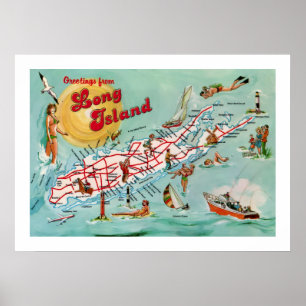 Retro Long Island 20x28 kaartprint Poster