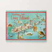 Retro Long Island Kaart Jigsaw Puzzel (Horizontaal)