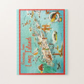 Retro Long Island Kaart Jigsaw Puzzel (Verticaal)