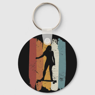 Retro Longboard meisje Sleutelhanger