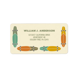 Retro Longboard Skateboards Return Address Etiket