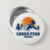 Retro Longs Peak Hike T-shirt Ronde Button 7,6 Cm (Voorkant /achterkant)