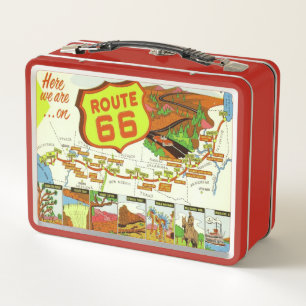 Retro Look Route 66 Metalen Lunchbox