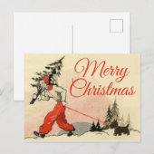 Retro Look Scottie en nieuwe kerstboom Feestdagenkaart (Voorkant / Achterkant)