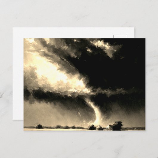 Retro Look Tornado Art Briefkaart (Voorkant / Achterkant)
