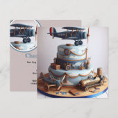 RETRO LOOK VLIEGTUIG THEMA VERJAARDAGSTAART KAART (Voorkant / Achterkant)