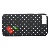 Retro Look Zwart-Wit Polka Dot met Kersen Case-Mate iPhone Case (Achterkant (Horizontaal))