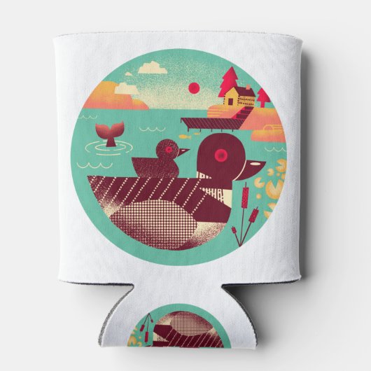 Retro Loon Bird uit 1950 op een meer Blikjeskoeler (Achterkant)