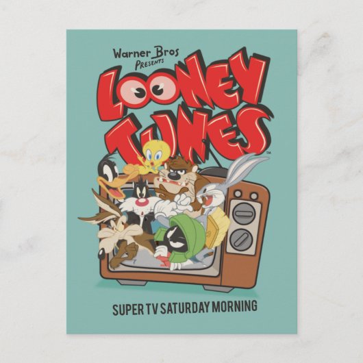 Retro LOONEY TUNES™ brandt op tv Briefkaart (Voorkant)