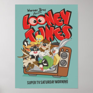 Retro LOONEY TUNES™ brandt op tv Poster
