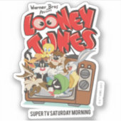 Retro LOONEY TUNES™ brandt op tv Sticker (Voorkant)