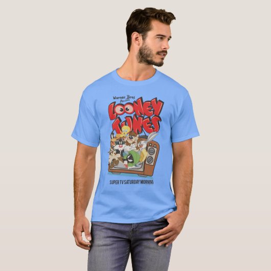 Retro LOONEY TUNES™ brandt op tv T-shirt (Voorkant volledig)