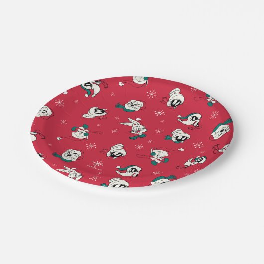 Retro LOONEY TUNES™ Winter Holiday Patroon Papieren Bordje (Gekanteld)