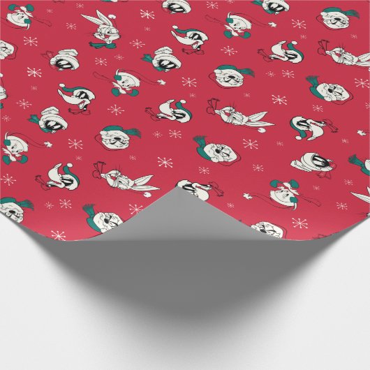 Retro LOONEY TUNES™ Winter Holiday Pattern Cadeaupapier (Hoek)