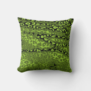 Retro Lopard Print Skin (Limoen, groen, zwart) Kussen