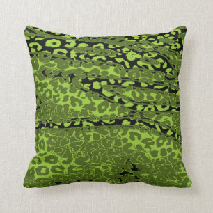 Retro Lopard Print Skin (Limoen, groen, zwart) Kussen
