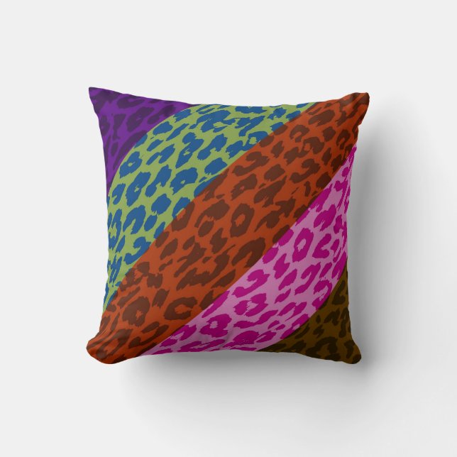 Retro Lopard Print Skin Stripe Patroon 4 Kussen (Voorkant)