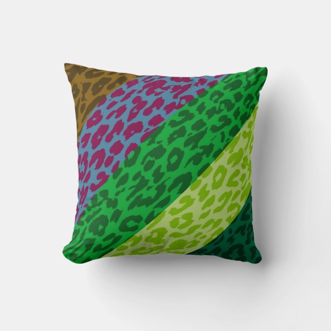 Retro Lopard Print Skin Stripe Patroon 5 Kussen (Voorkant)