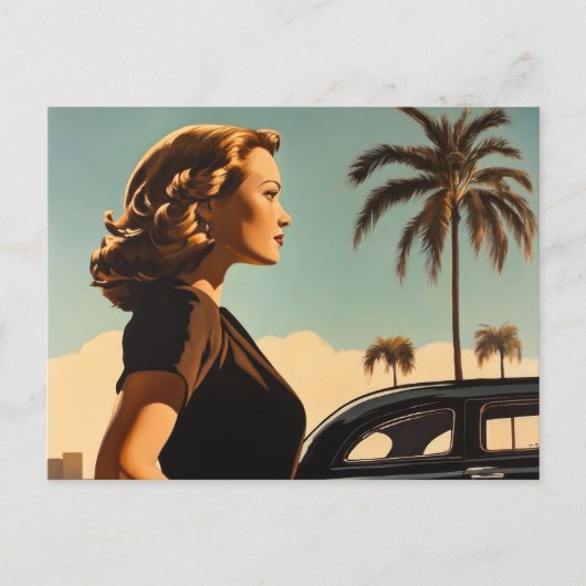Retro Los Angeles Beauty Briefkaart (Voorkant)