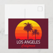 Retro Los Angeles California  Palm Trees Briefkaart (Voorkant / Achterkant)