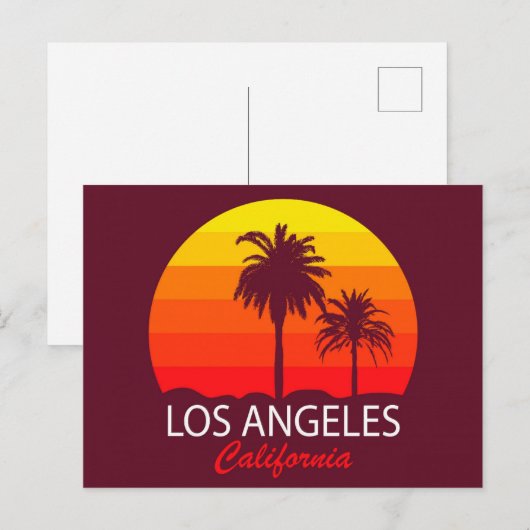 Retro Los Angeles California  Palm Trees Briefkaart (Voorkant / Achterkant)