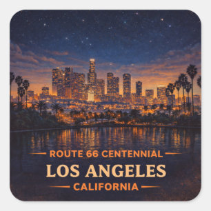 Retro Los Angeles Californië Silhouet Schemering S Vierkante Sticker