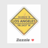 Retro Los Angeles Coördineert Rusty Metal Sign Sticker (Vel)