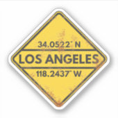 Retro Los Angeles Coördineert Rusty Metal Sign Sticker (Voorkant)