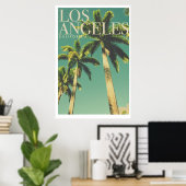 Retro Los Angeles Palm Tree Travel Poster (Thuiskantoor)
