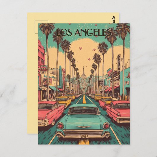 Retro Los Angeles Reizen Briefkaart (Voorkant / Achterkant)