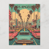 Retro Los Angeles Reizen Briefkaart (Voorkant)