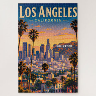 Retro Los Angeles Silhouette en Hollywood Hills Legpuzzel