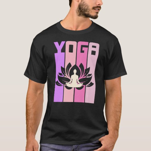 Retro Lotus Flower Meditating Yoga T-shirt (Voorkant)
