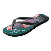 Retro Lotus Flowers Wedding Personalized Teenslippers (Schuin)