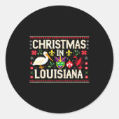 Retro Louisiana Christmas Carnival Mardi Gras Holi Ronde Sticker (Voorkant)