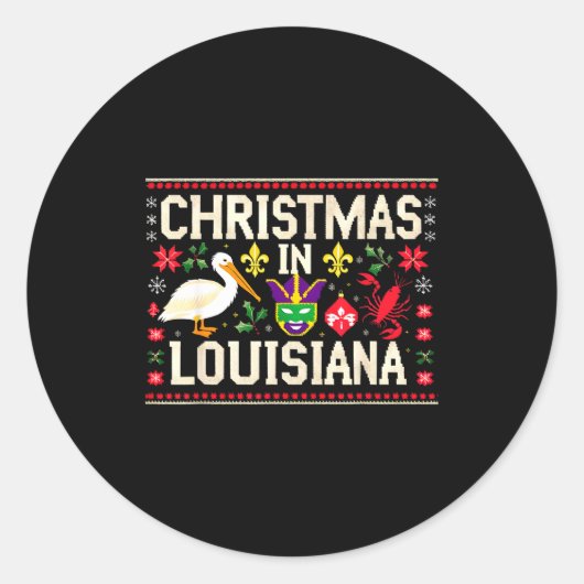 Retro Louisiana Christmas Carnival Mardi Gras Holi Ronde Sticker (Voorkant)