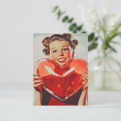 Retro Love: 1950s Heart Glow Briefkaart (Staand voorkant)