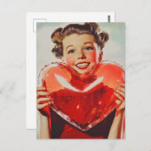 Retro Love: 1950s Heart Glow Briefkaart (Voorkant / Achterkant)