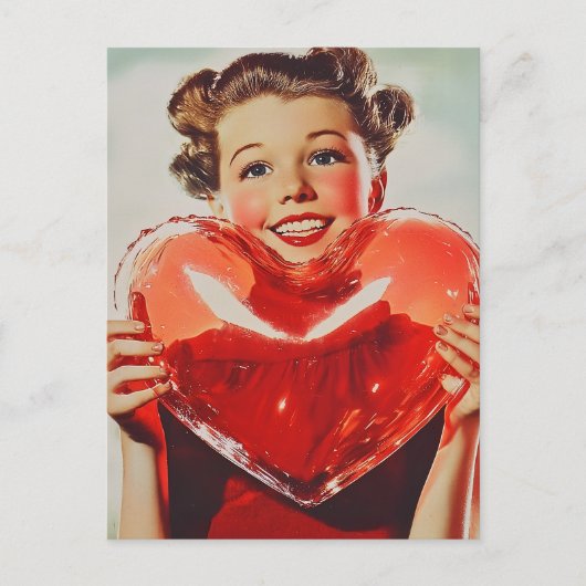 Retro Love: 1950s Heart Glow Briefkaart (Voorkant)