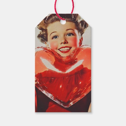 Retro Love: 1950s Heart Glow Cadeaulabel (Voorkant)